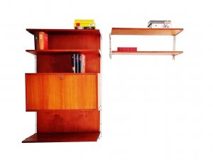 Teakholz, Regalsystem, String, Teak Rückwand, Sekretär, Mid Century, 1960er, Vintage
