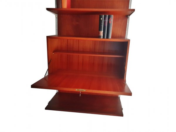 Teakholz, Regalsystem, String, Teak Rückwand, Sekretär, Mid Century, 1960er, Vintage