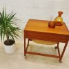 Nähksten, auf Rollen, Teak, Danish Design, Gelsted, BR, Rattankorb, Mid Century, Vintage, Made in Denmark