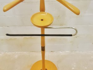 Stummer diener, Union Regent, Rüster, helles Holz, Messing, Kleiderständer, Hosenhalter, Vintage, Mid Century
