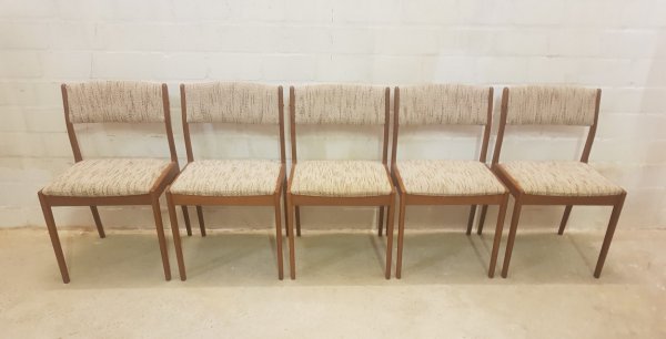 Teak, Stühle, 5er Set, Uldum, Johannes Andersen, 1970, Mid Century, Vintage, Danish Design, Dining Chairs