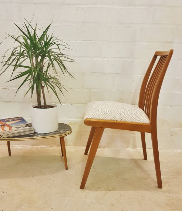 6er-Set, Stühle, Dining Chairs, Sprossen, ergonomisch, Kirschholz, 1960, Mid Century, Wollbezug, Danish Design, Designklassiker, Vintage