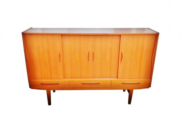 Highboard, Barschrank, Minibar, Vintage, 1960er, 1960's, Teak, Danish Design, Sweden, Schiebtüren, Sideboard