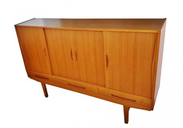 Highboard, Barschrank, Minibar, Vintage, 1960er, 1960's, Teak, Danish Design, Sweden, Schiebtüren, Sideboard