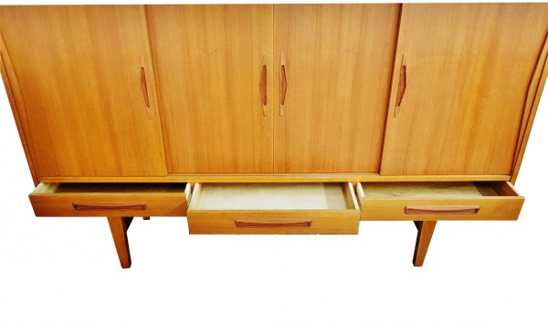 Highboard, Barschrank, Minibar, Vintage, 1960er, 1960's, Teak, Danish Design, Sweden, Schiebtüren, Sideboard