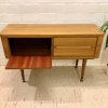 Mid Century Anrichte, Kommod, Vintage, Nussbaum, hell, 1960, 60er, 1959, Danish Design, hoch, 2 Schubladen, verschließbare Klappe