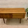 Mid Century Anrichte, Kommod, Vintage, Nussbaum, hell, 1960, 60er, 1959, Danish Design, hoch, 2 Schubladen, verschließbare Klappe