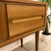 Mid Century Anrichte, Kommod, Vintage, Nussbaum, hell, 1960, 60er, 1959, Danish Design, hoch, 2 Schubladen, verschließbare Klappe
