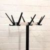 Mid Century Garderobenständer, 1960er, Metall, massiv, Kunststoffhaken, schlicht, loft, industrie, Schirmständer, schwarz weiß, verchromt