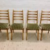 4er Set, Dining Chairs, Esszimmer Stühle, Mid Centur, Vintage, 1960, 60's, hell, Kirschholz, samt, gepolstert