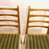 4er Set, Dining Chairs, Esszimmer Stühle, Mid Centur, Vintage, 1960, 60's, hell, Kirschholz, samt, gepolstert