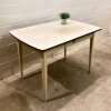 1950er Küchentisch, Holz, Resopal, weiß, mit Schublade, grau, shabby, vintage, Mid Century, Designklassiker Möbel, 1950's, 50er