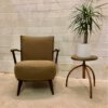 Mid Century Clubsessel, grün braun, 1960er, 1970er, Vintage, Cocktailsessel, Holzarmlehnen,