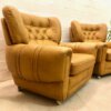 Vintage Clubsessel, Leder gelb, Echtleder, Lounge Sessel, Curry, Senf, 1960, 1970, Mid Century, Vintage, auf Rollen, Designklassiker, Mid Century Möbel, Vintage Möbel