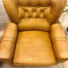 Vintage Clubsessel, Leder gelb, Echtleder, Lounge Sessel, Curry, Senf, 1960, 1970, Mid Century, Vintage, auf Rollen, Designklassiker, Mid Century Möbel, Vintage Möbel