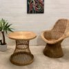 Vintage Korbsessel mit Tisch, Ratten, Mid Century, 1970, CLubsessel, Loungsessel, Rattansessel, Basket chair, runder Tisch, Hochlehner, Mid Century Möbel, Vintage Möbel, Designklassiker