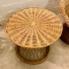 Vintage Korbsessel mit Tisch, Ratten, Mid Century, 1970, CLubsessel, Loungsessel, Rattansessel, Basket chair, runder Tisch, Hochlehner, Mid Century Möbel, Vintage Möbel, Designklassiker