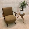 Mid Century Clubsessel, grün braun, 1960er, 1970er, Vintage, Cocktailsessel, Holzarmlehnen,