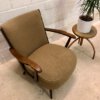 Mid Century Clubsessel, grün braun, 1960er, 1970er, Vintage, Cocktailsessel, Holzarmlehnen,