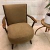 Mid Century Clubsessel, grün braun, 1960er, 1970er, Vintage, Cocktailsessel, Holzarmlehnen,