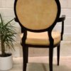 Vintage, Clubstühle, gelb-schwarz, Holz, Leder, Mid Century, 1970, runde Rückenlehne