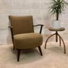 Mid Century Clubsessel, grün braun, 1960er, 1970er, Vintage, Cocktailsessel, Holzarmlehnen,