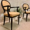 Vintage, Clubstühle, gelb-schwarz, Holz, Leder, Mid Century, 1970, runde Rückenlehne