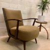 Mid Century Clubsessel, grün braun, 1960er, 1970er, Vintage, Cocktailsessel, Holzarmlehnen,