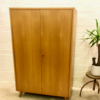 Mid Century Garderobenschrank, Highboard, 1950, 1960, helles Holz, Kleiderschrank, Kirschholzfurnier, Vintage, Dielenschrank, verschließbar, Messing, Interior Design, Esche