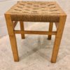 Vintage Geflecht-Hocker, 1970's, Kirschholz, hell, Vintage, Mid Century, 1960's