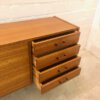 Mid Century Teakholz Sideboard, 1960's, hell, vintage, Mid Century Living, Home, Schubladen, verschließbar, Danish Design, Maserung, Patina, 3 Fächer, breit, 1970