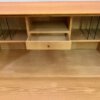 Mid Century Sekretär, 1960's, hell, vintage Möbel, verschließbar, lange Beine, hohe Beine, 2 Schubladen, Nussbaum, große Arbeitsplatte, aufklappbar, 1950, 1970, Mid Century modern, Designklassiker