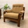 Mid Century Sessel, Easy Chair 1960's, Holz, god, gelb, gemustert, Komfort, Vintage, 1960, 1970, Mid Century Möbel, Designklassiker, gepolsterte Armlehnen