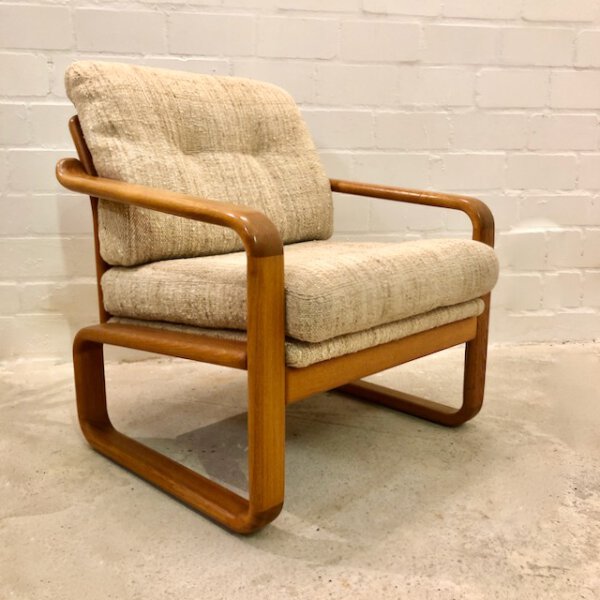 Vintage Teakholz-Garnitur HS Design, Danish 1970er, Teak, helle Bezüge, Wollbezug, Mid Century, 1960, Vintage Möbel, Made in Denmark, Danish Design