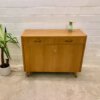Vintage Kommode, 1960's, Sideboard, Anrichte, Mid Century, 1960, verschließbar, Schubladen, Rüster, helles Holz, Messing