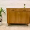 Vintage Kommode, 1960's, Sideboard, Anrichte, Mid Century, 1960, verschließbar, Schubladen, Rüster, helles Holz, Messing