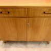 Vintage Kommode, 1960's, Sideboard, Anrichte, Mid Century, 1960, verschließbar, Schubladen, Rüster, helles Holz, Messing