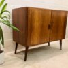 Kommode Danish Design, Teak 1960's, schräge Beine, Mid Century, Vintage, braun, verschließbar, Maserung, Patina, Palisander, Made in Denmark, verschließbar