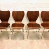 4er Set Teakholz Dining Chairs, Drabert Minden, 1960's, true Vintage, Mid Century, Ameise, Chromgestell, Metall, Fritz Hansen