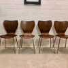 4er Set Teakholz Dining Chairs, Drabert Minden, 1960's, true Vintage, Mid Century, Ameise, Chromgestell, Metall, Fritz Hansen