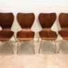 4er Set Teakholz Dining Chairs, Drabert Minden, 1960's, true Vintage, Mid Century, Ameise, Chromgestell, Metall, Fritz Hansen