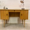 true Vintage Schreibtisch, helles Holz, 1960, Mid Century, Rüster, Furnier, verschließbar, Schublade, klein kompakt, 1970, Sekretär