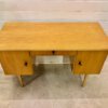 true Vintage Schreibtisch, helles Holz, 1960, Mid Century, Rüster, Furnier, verschließbar, Schublade, klein kompakt, 1970, Sekretär