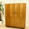 Helles Mid Century Highboard, 1960's, Vintage, Kommode, Anrichte, Sideboard, Wäschekommode, Schubladen, Fächer, verschließbar, Messing, Maserung, Kirschholz, Rüster, Ulme, Echtholz