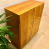 Helles Mid Century Highboard, 1960's, Vintage, Kommode, Anrichte, Sideboard, Wäschekommode, Schubladen, Fächer, verschließbar, Messing, Maserung, Kirschholz, Rüster, Ulme, Echtholz