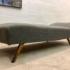 Mid Century Daybed, 1960's blau/grau, Nausbaumholz, Danish Design, Recamiere; Chaiselounge, Sofa, Vintage, Designklassiker, 1970's Federkern