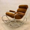 Vintage Schaukelstuhl, 1970's verchromt, braun, orange, gepolsterte Armlehnen, gepolstert, Mid Century, Vintage, Sessel, Clubsessel, Designklassiker