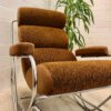 Vintage Schaukelstuhl, 1970's verchromt, braun, orange, gepolsterte Armlehnen, gepolstert, Mid Century, Vintage, Sessel, Clubsessel, Designklassiker