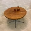 Palisander Coffeetable, rund, Theobald, verchromt, Metall, Untergestell, 1960's, Mid Century, Vintage, Couchtisch, 1970's, Industrial, Loft