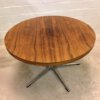 Palisander Coffeetable, rund, Theobald, verchromt, Metall, Untergestell, 1960's, Mid Century, Vintage, Couchtisch, 1970's, Industrial, Loft